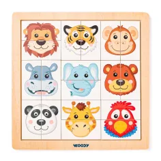 Montessori Safari zvířecí hlavy dřevěné puzzle - Woodyland