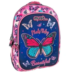 Must: Batoh se vzorem motýlů, tříkomorový 32x18x43cm