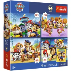 Paw Patrol - 4 x 88 dílný Premium Plus Kids puzzle - Trefl