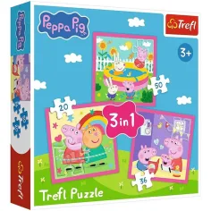 Peppa prasátko - 3 v 1 20, 36, 50 ks puzzle - Trefl