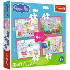 Peppa prasátko - 4 v 1 12,15,20,24 ks puzzle - Trefl