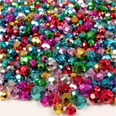 PlayBox: Barevné korálky ve tvaru diamantu 8, 10 a 12mm 250g sada