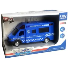 Dodávka policie s koly s efekty světla a zvuku v měřítku 1/20