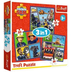 Požárník Sam 3 v 1 50, 36 a 20 ks puzzle - Trefl