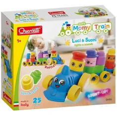 Quercetti: Momy Soft Train – měkký vláček s kostkami, 25 dílů