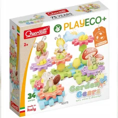 Quercetti: PlayEco+ Garden Gears stavebnice s ozubenými koly, 34 dílů