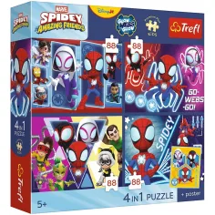 Spidey a jeho přátelé - 4 x 88 ks Premium Plus Kids puzzle - Trefl