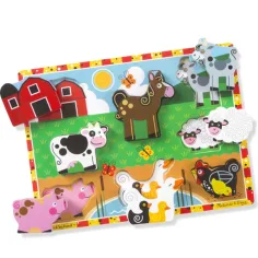 Farm zvířecí silné dřevěné tvarové puzzle 8 dílů - Melissa & Doug