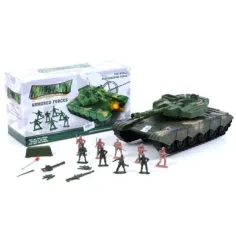 Tank herní sada s vojáky a doplňky v zelené barvě