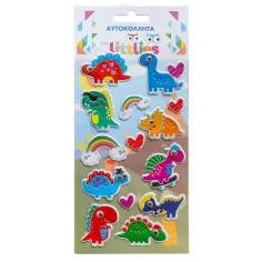The Littlies: Dinosauří vzor 3D pufová samolepková sada 10x22cm na archu