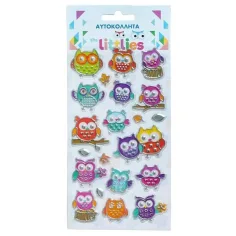 The Littlies: Sada 3D samolepek s motivem sovy 10x22cm na archu