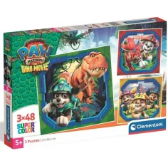 Paw Patrol Film o dinosaurech 3x48ks Supercolor puzzle - Clementoni