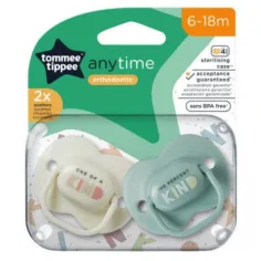Tommee Tippee: AnyTime 2 ks sada dudlíků s ortodontickým tvarem (6-18 měsíců)
