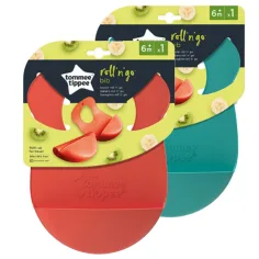 Tommee Tippee: Roll'N'Go silikonová zástěra s ramenními popruhy v několika variantách