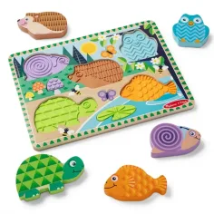 Touch & Feel Lesní zvířata dřevěná hmatová skládačka - Melissa & Doug obrázek 2