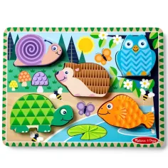 Touch & Feel Lesní zvířata dřevěná hmatová skládačka - Melissa & Doug
