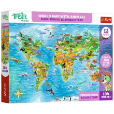 Treflik Světová mapa se zvířaty vzdělávací 104ks puzzle - Trefl