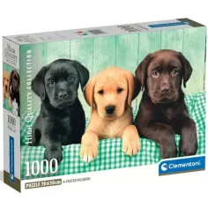 Tři malí labradoři 1000 dílků HQC puzzle s plakátem - Clementoni
