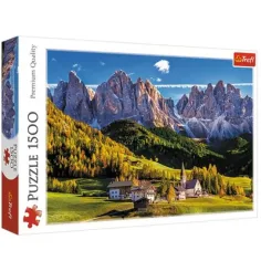 Údolí Val di Funes, Dolomity - Itálie 1500 dílků puzzle - Trefl
