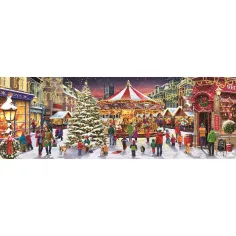 Vánoční vesnice 1000ks panorama puzzle - Clementoni obrázek 2