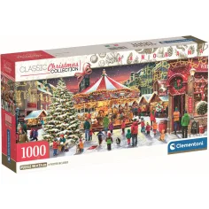 Vánoční vesnice 1000ks panorama puzzle - Clementoni
