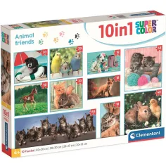 Zvířecí přátelé 10v1 super color puzzle - Clementoni