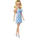 Barbie: Módní stylová blondýnka v modrých šatech se vzorem motýlka – Mattel