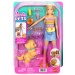 Barbie sada na venčení psa a jízdu na kolečkových bruslích - blonďatá panenka - Mattel