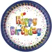 Barevné narozeninové papírové talíře s nápisem "Happy Birthday", sada 8 ks, 20 cm