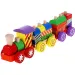 Barevný dřevěný vlak s stavebními prvky