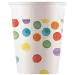 Barevný papírový kelímek s puntíky, sada 8 ks, 200 ml