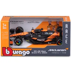 Bburago: McLaren MCL38 Miami Grand Prix 2024 F1 závodní automobil kovový model 1/43 (Oscar Piastri #81) obrázek 1
