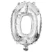 Četné fóliové balónky stříbrné barvy – číslo 0, 32 cm