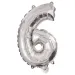 Četné fóliové balónky stříbrné barvy – číslo 6, 86 cm