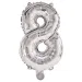 Četné fóliové balónky stříbrné barvy – číslo 8, 86 cm