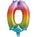 Četné fóliové balónky v kovové duhové barvě – číslo 0, 34 cm