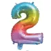 Četné fóliové balónky v kovové duhové barvě – číslo 2, 34 cm