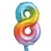 Četné fóliové balónky v kovové duhové barvě – číslo 8, 34 cm