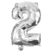 Četné fóliové balónky ve stříbrné barvě – číslo 2, 32 cm