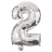 Četné fóliové balónky ve stříbrné barvě – číslo 2, 86 cm