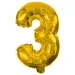 Četné fóliové balónky ve zlaté barvě – číslo 3, 86 cm
