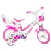 Flappy 12” dětské kolo s košíkem a sedačkou pro panenku v růžovo-bílé barvě - Dino Bikes jízdní kolo