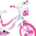 Flappy 16” dětské kolo s košíkem a sedačkou pro panenku v růžovo-bílé barvě – kolo Dino Bikes