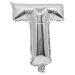 Fóliový balón ve tvaru písmene stříbrné barvy – písmeno T 32 cm