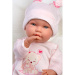 Llorens: Abril — pláčící panenka 42 cm v čepičce s králičími ušima, se spacím pytlem.