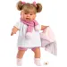 Llorens: Alexandra, 42cm plačící panenka s dudlíkem a růžovou šálou s bambulkami.
