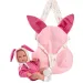 Llorens: Bimba novorozené miminko s růžovým králíčkovým nosítkem 35 cm