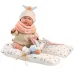 Llorens: Mimi 42cm plačící panenka s ušatou čepicí a polštářkem