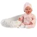Llorens: Mimi 42cm usměvavá panenka s dudlíkem a hnízdečkem pro miminko
