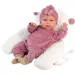 Llorens: Mimi Llorana 42cm panenka se zvukem, v medvídkovém overalu s polštářkem.